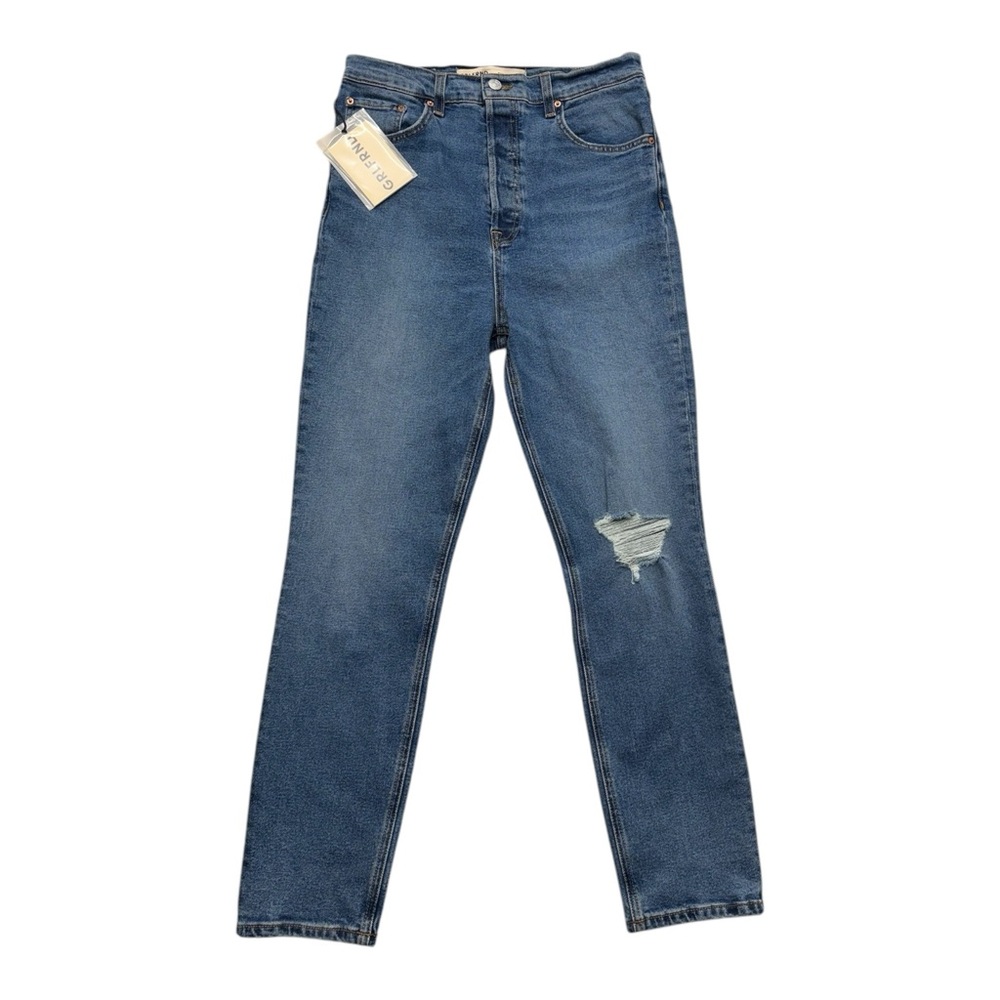 GRLFRND Piper Super High-Rise Stretch Slim Crop Jeans Distressed Denim Size 29